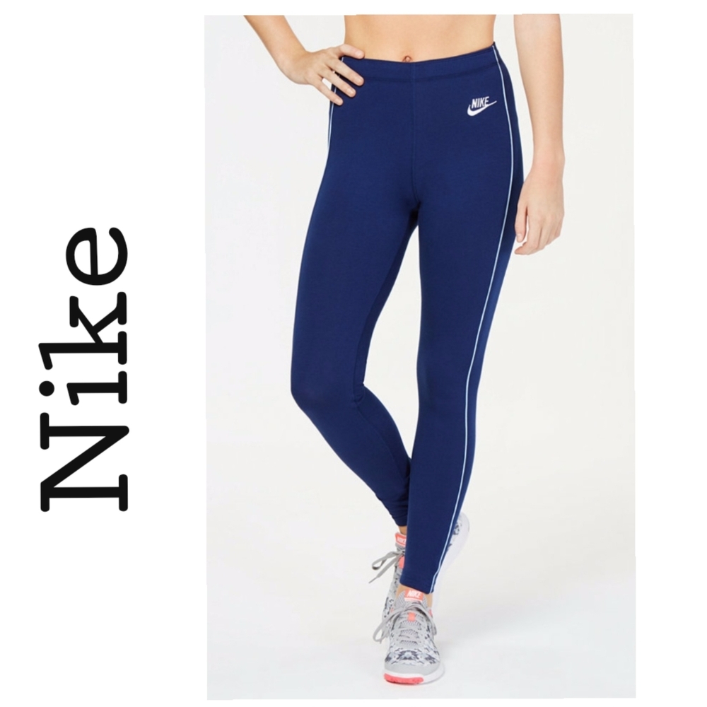 Nike Royal Blue Women's Pinstripe Workout Leggings Sz Small